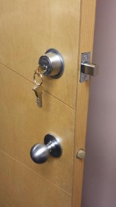 B560 deadbolt installed on a non-security file room door